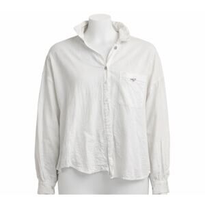 Dippin’ Daisys White Linen Button-Up Shirt Size S Made in USA